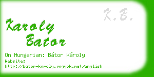 karoly bator business card